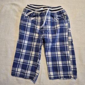 Baby Boden boys 6-12 months blue & white soft waist plaid pants VGUC